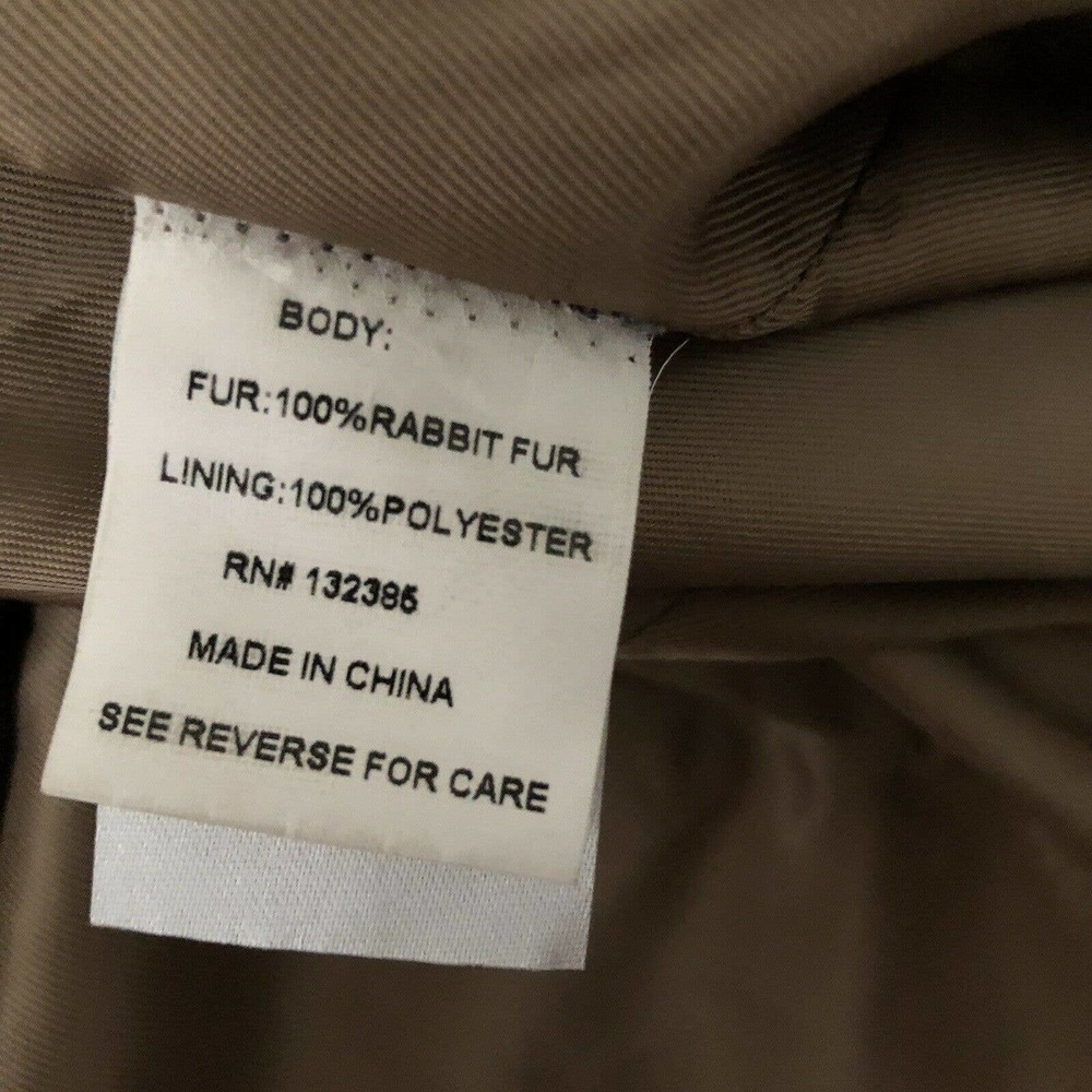 Love Token Natural Rabbit Fur Vest Taupe Sz XS Chain Belt Faux Suede Buttoned - Picture 8 of 8